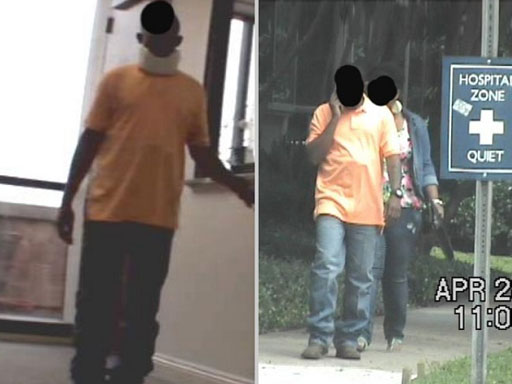 Person Wearing and Not Wearing a Neck Brace